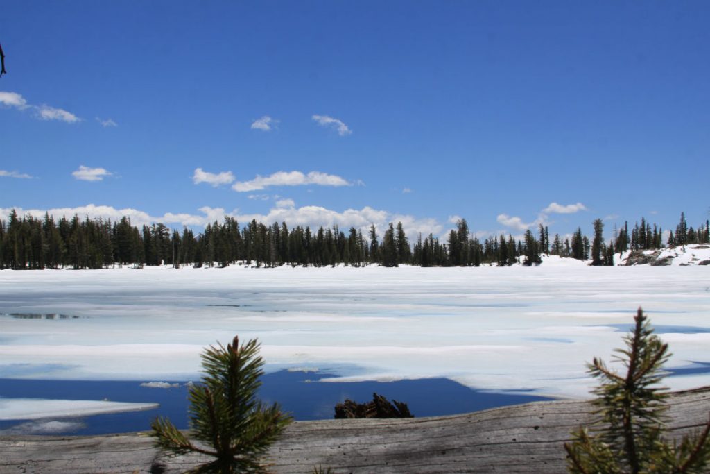 May Lake covered in snow - Yosemite National Park