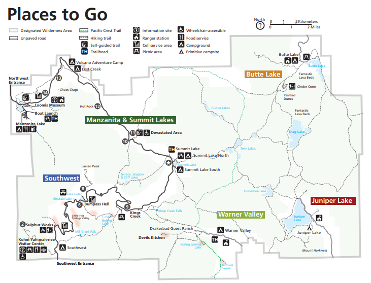 a map of places to go in yellowstone national park