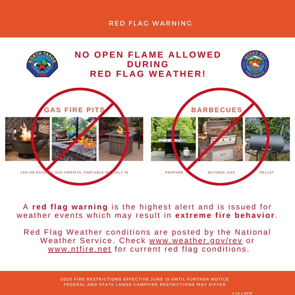 a poster with two different signs that say no open flame allowed during red flag weather