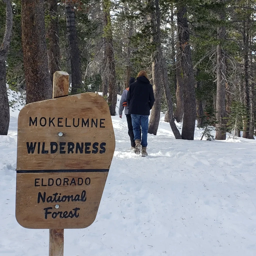 Mokelumne Wilderness sign in snow
