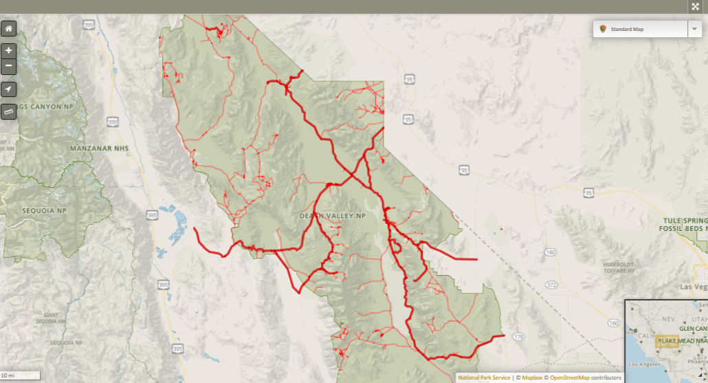 Map of road closure Death Valley 