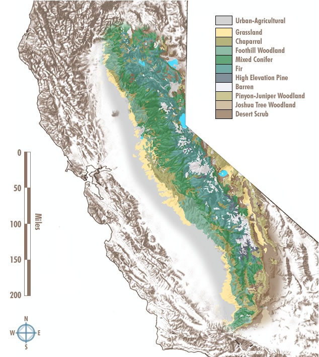 Map of California Sierra Nevada
