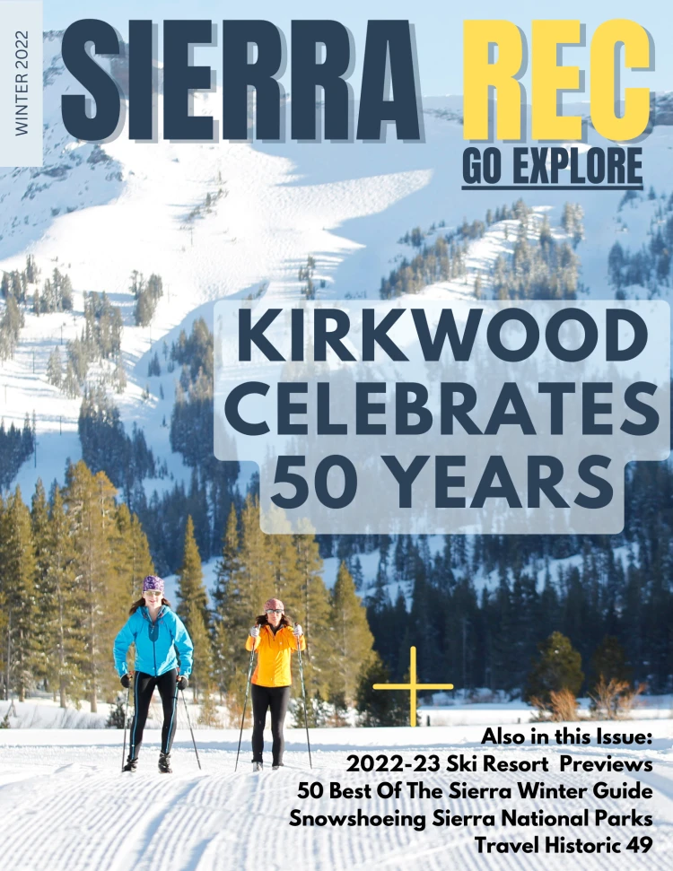 Cover Sierra Rec Magazine Winter 22 - Skiers